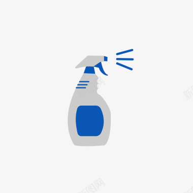 消毒喷雾矢量图标蓝色清洁瓶子图标