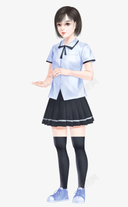 学霸女生夏季校服l2素材