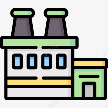 矢量城市生活工厂城市生活51线性颜色图标