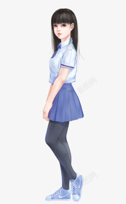 文静女生校服l21素材