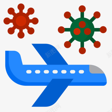 飞机线性图标飞机电晕病毒扁平图标
