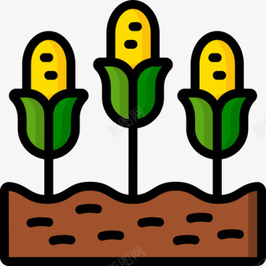 烤玉米玉米农业71线性颜色图标