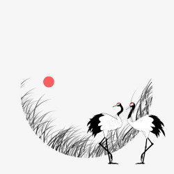 中国风仙鹤丹顶鹤古风古典免扣透明装饰PS设计素材