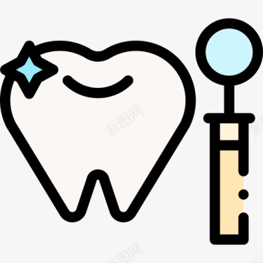 牙齿图标牙齿医学60线颜色图标