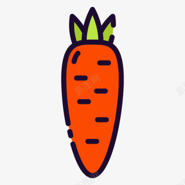水果胡萝卜水果和蔬菜6线形颜色图标