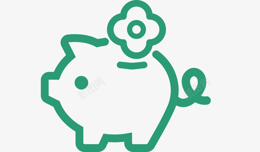 简约设计感小猪存钱罐图标