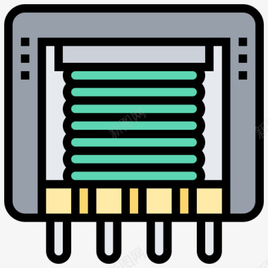 元件矢量素材变压器电子元件9线性颜色图标