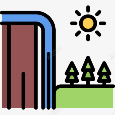 瀑布自然145彩色图标