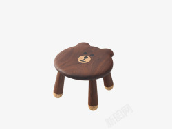 无漆实木AMY榏镁新款简约现代实木无漆卡通小板凳小熊圆凳换高清图片
