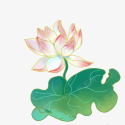 唯美古风水彩手绘荷花荷叶古典水墨莲花免扣透明PS设素材