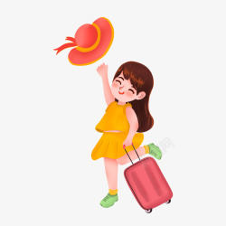 女孩旅行拉行李箱独处一个人的快乐素材