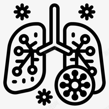 圆弧形状肺冠状病毒123线状图标
