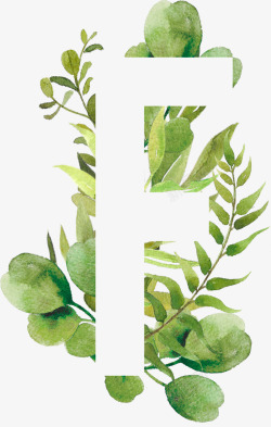 文艺手绘森系树枝树叶装饰花环英文字母免扣免扣素材