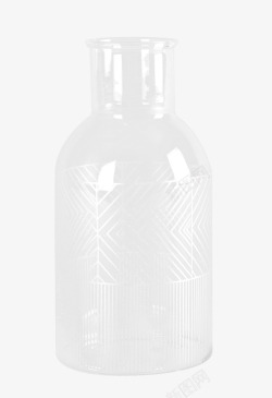 简约北欧黑白贴花透明玻璃花瓶素材