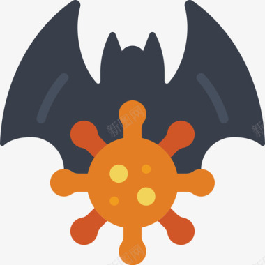 信息标志蝙蝠病毒爆发1平坦图标