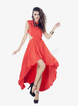 红裙模特女素材