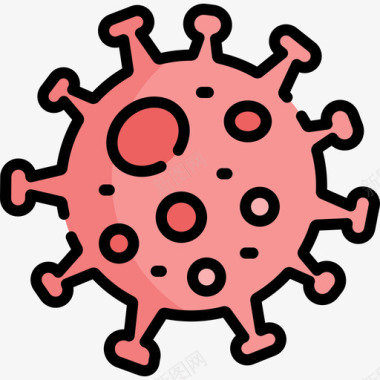 色病毒冠状病毒卫生与消毒4线色图标