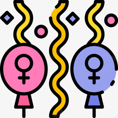气球妇女节57线性颜色图标