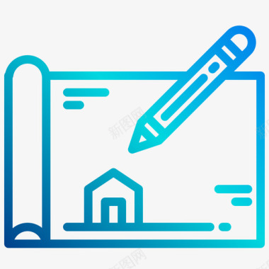 彩会建筑建筑设计工具32线性渐变图标