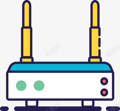 科技背景扁平路由器图标