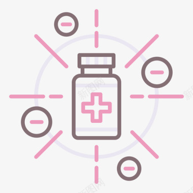 抗生素作用副作用疫苗和疫苗接种1线性颜色图标