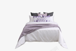 现代轻奢样板房间粉紫色床上用品低调奢华软装床品多件素材