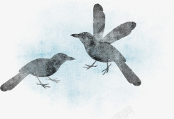 复古手绘水彩鸟类邮装饰免扣图案手账影楼设计PS13素材