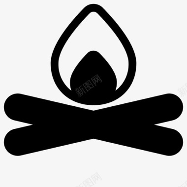 柴火烟熏篝火野营燃料图标