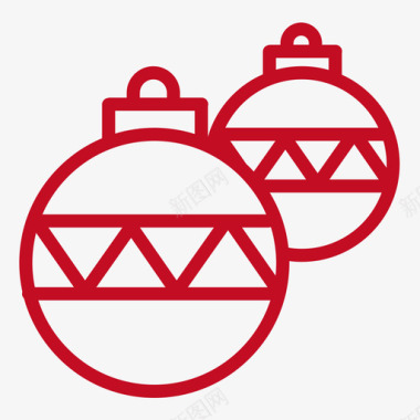线性装饰圣诞彩球图标