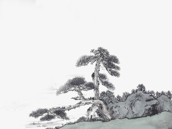 古典水墨松树美景素材