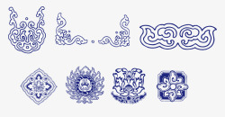 中国风古典镂空花纹纹样边角祥云水纹龙纹透明免扣设计素材