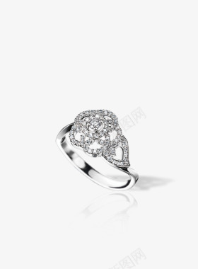 CAMELIA系列18K白金戒指镶嵌钻石图标