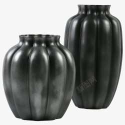 南瓜条纹陶罐花瓶素材