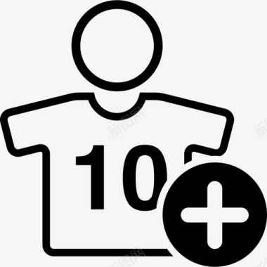 穿着10号球衣的足球运动员带加号体育图标