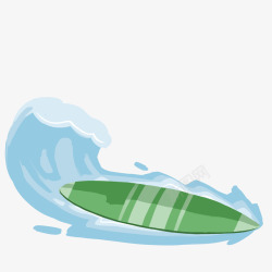 绿色冲浪板男孩插画素材