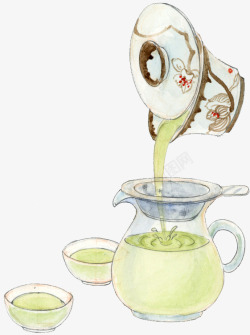 0323春茶16绿茶水彩素材