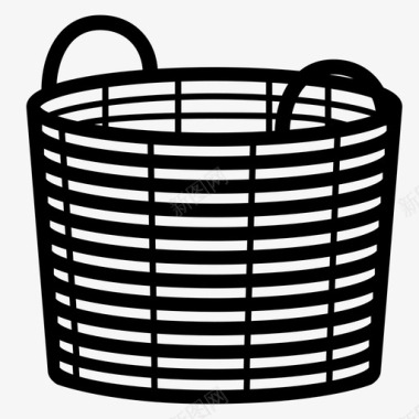 柳条篮子容器洗衣图标