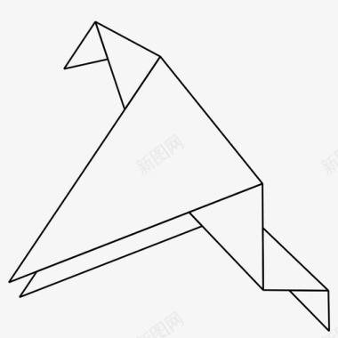 折纸鸟苍蝇几何学图标