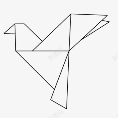 折纸鸟苍蝇几何学图标