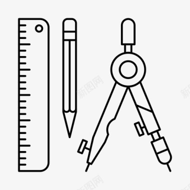 铅笔线手绘工程工具线铅笔图标