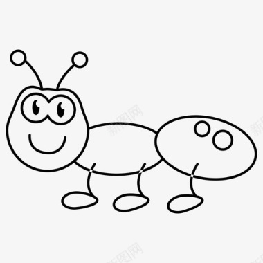 捉害虫蚂蚁虫子卡通人物图标