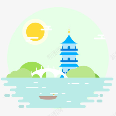 多色混合图标杭州西湖图标