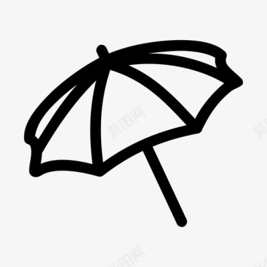 雨沙滩伞阳伞雨图标