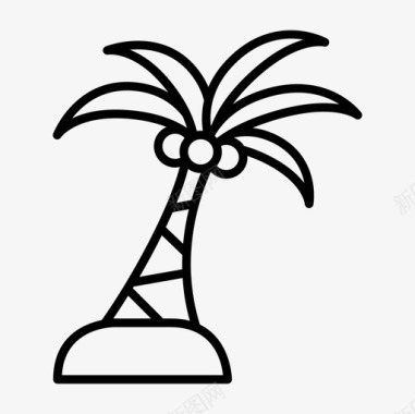海滩旅游用品棕榈树海滩椰子图标