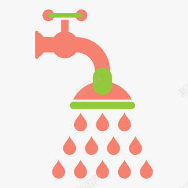 下雨工具淋浴水龙头清洁滴水图标