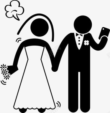 婚礼期间使用电话愤怒新娘图标
