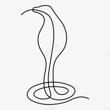 单线眼镜蛇动物单线图标