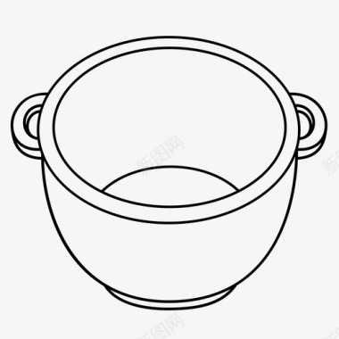 平底锅带把手的罐子烹饪用具餐具图标