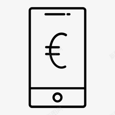 欧元图标智能手机钱欧元手机图标