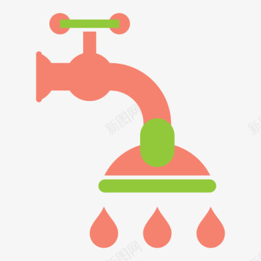 下雨工具淋浴水龙头清洁滴水图标